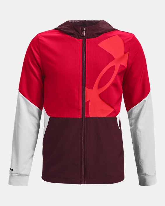 Boys' UA Legacy Windbreaker Graphic Jacket, Red, pdpMainDesktop image number 0